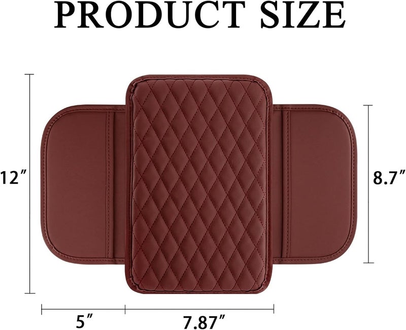 Myston Upgraded Car Center Console Cover, Leather Armrest Cushion Pad with 2 Storage Bags, Microfiber Soft Waterproof Seat Box Cover Protector, Car Interior Decor Accessories Fit for Most Cars, Vehicles - Image 2